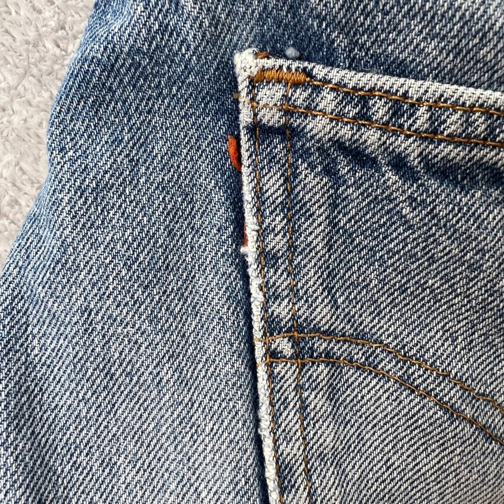 Levi's Orange Tab 505 Straight Leg 36x28 Blue Vintage Distressed Whisker Fade - Picture 16 of 16